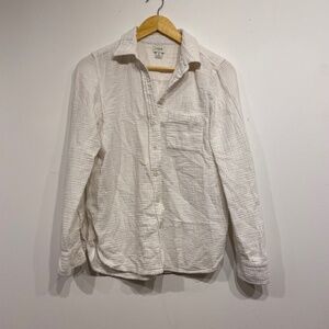 J.Crew Factory White Cotton Collared Soft and Cozy Button Down Size Small
